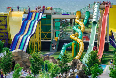 Aerial view at the biggest aquapark in Ukraineのeditorial素材