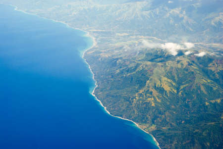 Aerial coast view of the Philippine Islands in Visayan sea, Philippines, Asiaの写真素材