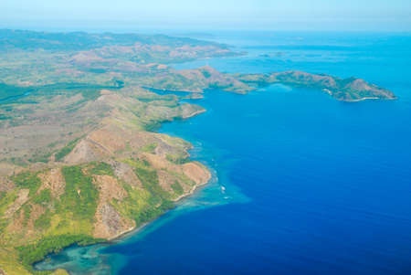 Aerial coast view of the Philippine Islands in Visayan sea, Philippines, Asiaの写真素材