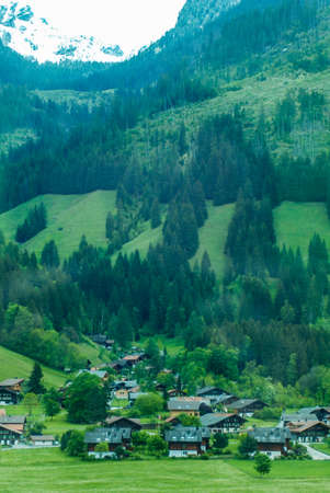 View at mountains, lakes and forests near Lozanna town, Swithterlandの写真素材