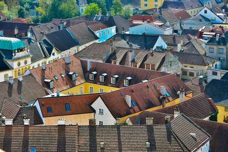 Aerial view of Melk City and Danube river, Austria