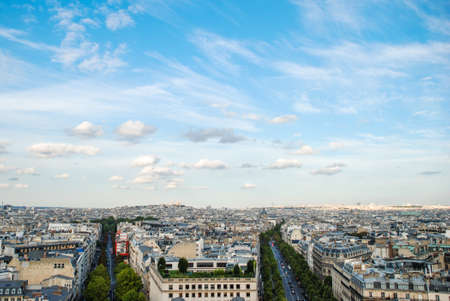Aerial view at streets in Paris, Franceの写真素材