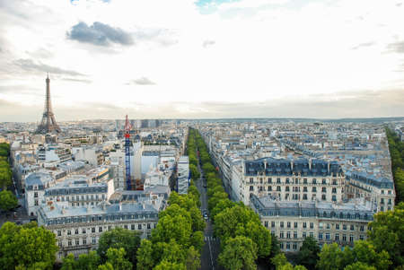 Aerial view at streets in Paris, Franceの写真素材