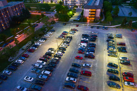 Aerial view at parking in Winnipeg City, Manitoba, Canadaの写真素材