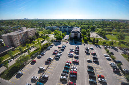 Aerial view at parking in Winnipeg City, Manitoba, Canadaの写真素材