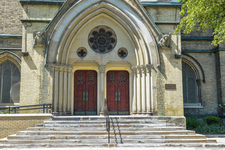 View at Cathedral church of St. James in Toronto City, Ontario province, Canadaの写真素材