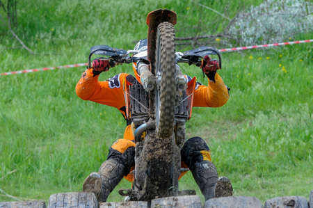 May 15, 2016 - Dnipro City, Ukraine - First stage of Ukrainian enduro country-cross moto championshipのeditorial素材