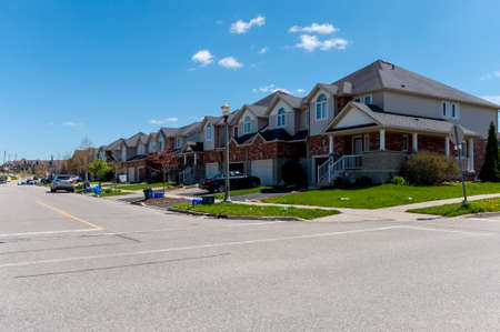 View at new houses in a new district of the Kitchener city, Ontario, Canadaの写真素材
