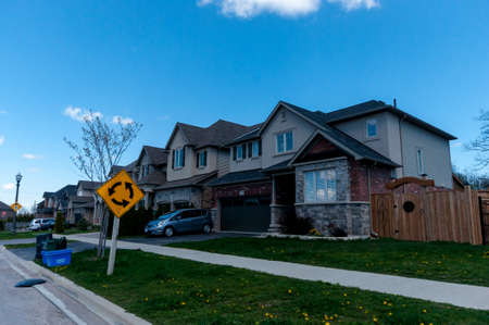 View at new houses in a new district of the Kitchener city, Ontario, Canada