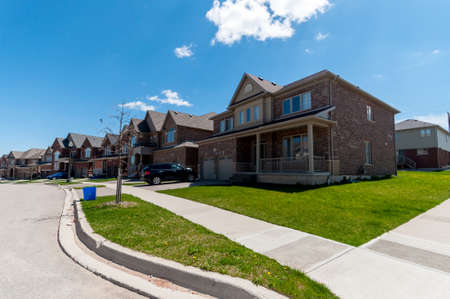 View at new houses in a new district of the Kitchener city, Ontario, Canadaの写真素材