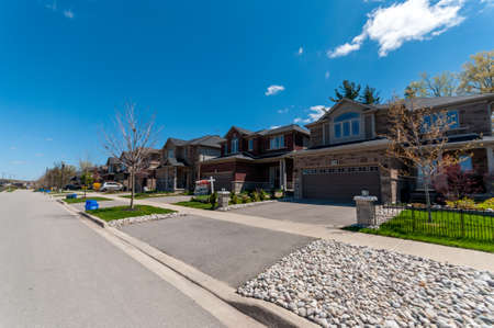 View at new houses in a new district of the Kitchener city, Ontario, Canadaのeditorial素材