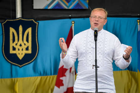 August 19, 2017. Toronto, Canada â Andriy Shevchenko Ambassador, Embassy of Ukraine in Canada duirng the  Largest Ukrainian diaspora celebration of 26 Ukrainian Independence Day at Centennial Park in Toronto, ON, Canadaのeditorial素材