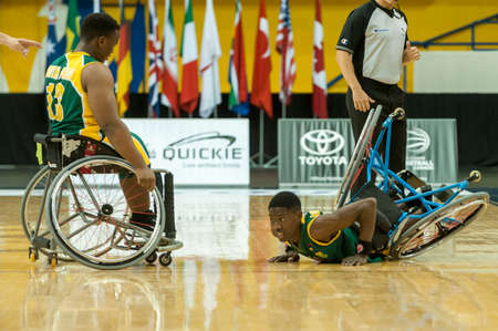June 09, 2017 - Toronto, Ontario, Canada â Players on the field during the basketball game - South Africa vs France  during 2017 Menâs U23 World Wheelchair Basketball Championship which takes place at Ryerson's Mattamy Athletic Centre, Toronto, ON, onのeditorial素材