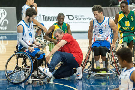 June 09, 2017 - Toronto, Ontario, Canada â Players on the field during the basketball game - South Africa vs France  during 2017 Menâs U23 World Wheelchair Basketball Championship which takes place at Ryerson's Mattamy Athletic Centre, Toronto, ON, onのeditorial素材