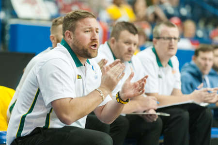 June 09, 2017 - Toronto, Ontario, Canada  Head Coach Luke Brennan during the basketball game - Australia vs Canada during 2017 Mens U23 World Wheelchair Basketball Championship which takes place at Ryerson's Mattamy Athletic Centre, Toronto, ON, on Juneのeditorial素材