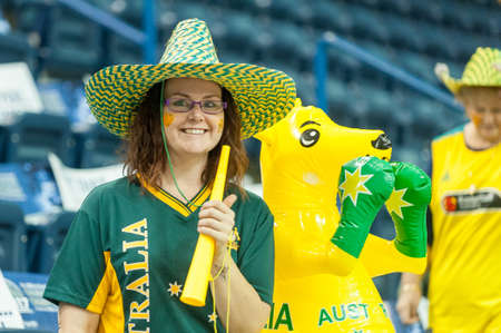 June 09, 2017 - Toronto, Ontario, Canada â Australia fans on the field during the basketball game - Australia vs Canada during 2017 Menâs U23 World Wheelchair Basketball Championship which takes place at Ryerson's Mattamy Athletic Centre, Toronto, ON,のeditorial素材