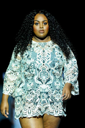 October 3, 2017. Toronto, Canada - Fashion models represent new collection of designer  Lesley Hampton during runway presentation at Toronto Womenâs Fashion Week on October 3, 2017 in Toronto, Canadaのeditorial素材