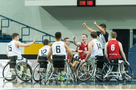 June 10, 2017 - Toronto, Ontario, Canada â Players on the field during the basketball game - Germany vs Great Britain during 2017 Menâs U23 World Wheelchair Basketball Championship which takes place at Ryerson's Mattamy Athletic Centre, Toronto, ON, oのeditorial素材