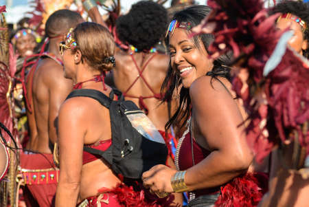 TORONTO, ON, Canada - AUGUST 04: Masqueraders take part in the Toronto Caribbean Carnival Grand Parade at Exhibition Placeのeditorial素材