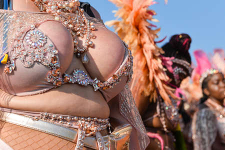 TORONTO, ON, Canada - AUGUST 04: Masqueraders take part in the Toronto Caribbean Carnival Grand Parade at Exhibition Placeのeditorial素材