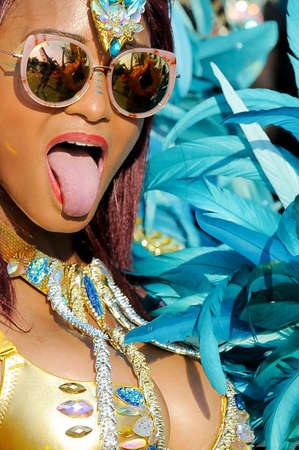 TORONTO, ON, Canada - AUGUST 04: Masqueraders take part in the Toronto Caribbean Carnival Grand Parade at Exhibition Placeのeditorial素材