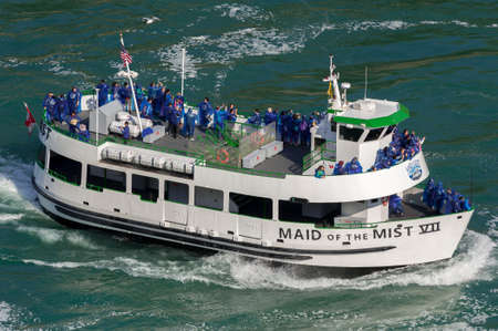 View at boat for tourists near  Niagara Falls from Canadian side at summer timeのeditorial素材
