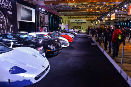Toronto, ON,  Canada - February 15, 2019:Visitors view cars presented at the exhibition during the Canadian International Auto Show 2019 at Metro Toronto Convention Center in Toronto, Canada.のeditorial素材