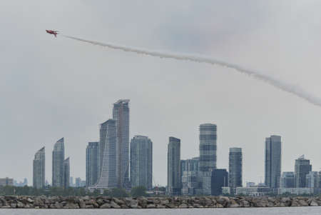 Hawk T1 jet operated by the British Royal Air Force's (RAF) Red Arrows aerobatic demonstration team,...