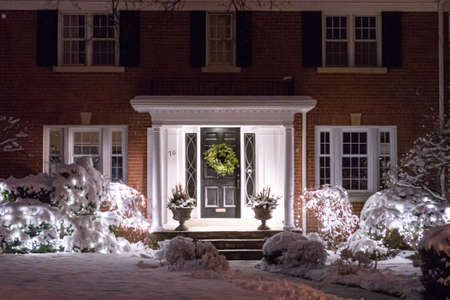 Toronto, ON, Canada â December 25, 2020: House decorated with lights for Christmas in Torontoのeditorial素材