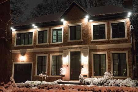 Toronto, ON, Canada â December 25, 2020: House decorated with lights for Christmas in Torontoのeditorial素材