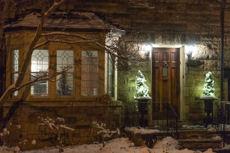 Toronto, ON, Canada â December 25, 2020: House decorated with lights for Christmas in Torontoのeditorial素材