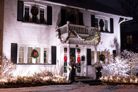Toronto, ON, Canada â December 25, 2020: House decorated with lights for Christmas in Torontoのeditorial素材
