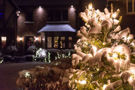 Toronto, ON, Canada â December 25, 2020: House decorated with lights for Christmas in Torontoのeditorial素材