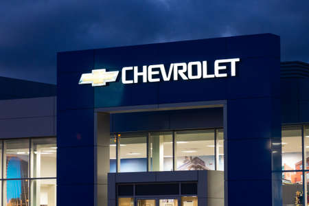 Toronto, ON, Canada â€“ January 2, 2022:  View at Chevrolet Automobile Dealership sign in...