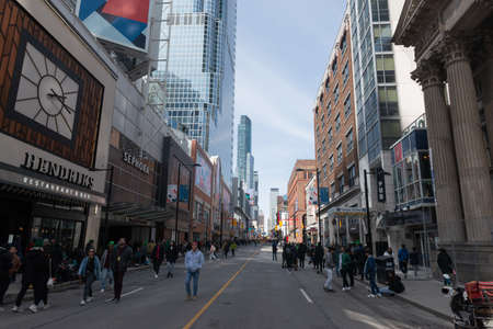 Toronto, ON, Canada â€“ March 20, 2022:  Traffic on Yonge Street on Marth 20, 2022 in Toronto....