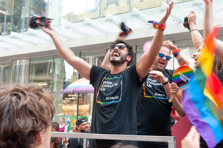 Toronto, ON, Canada â June 26, 2022: Participants at the 2022 Annual Pride Parade of Pride Month in Toronto Downtownのeditorial素材