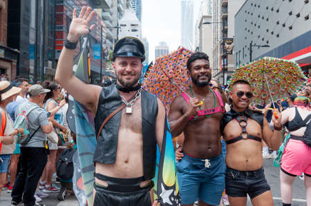 Toronto, ON, Canada â June 26, 2022: Participants at the 2022 Annual Pride Parade of Pride Month in Toronto Downtownのeditorial素材