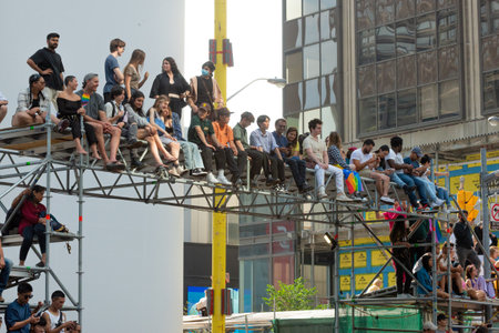 Toronto, ON, Canada â June 26, 2022: Participants at the 2022 Annual Pride Parade of Pride Month in Toronto Downtownのeditorial素材
