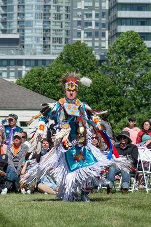 Toronto, ON, Canada - June 18, 2022: Dancer during the National Aboriginal Day and Indigenous Arts...