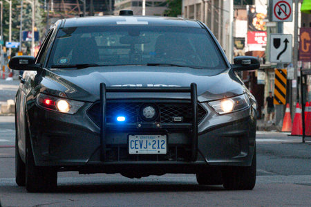 Toronto, ON, Canada - September 2, 2022: Police car on the streets of Toronto during the sport event