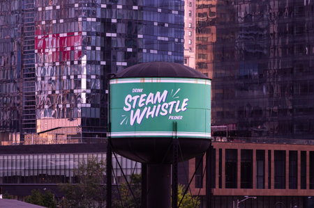 Toronto, ON, Canada â August 23, 2023:  View at the Steam whistle beer brewery company signのeditorial素材