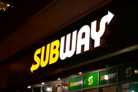 Toronto, ON, Canada â August 23, 2023: Subway is an American multinational fast-food restaurant franchise that specializes in submarine sandwichesのeditorial素材