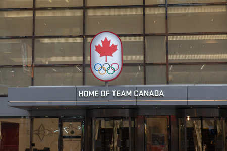 Toronto, ON, Canada - December 17, 2022:  View at the sign of Home of Team Canada store in Toronto