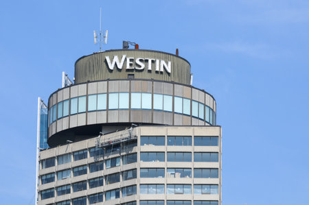 Toronto, ON, Canada - September 11, 2023: View at the Westin Hotel sign in Torontoのeditorial素材