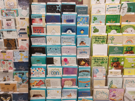 Toronto, On, Canada - April 14, 2024: Different products stand in a row on the store shelvesのeditorial素材