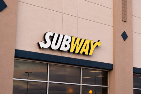 Toronto, ON, Canada â August 23, 2023: Subway is an American multinational fast-food restaurant franchise that specializes in submarine sandwichesのeditorial素材