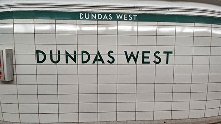 Toronto, ON, Canada - June 24, 2024: View at the Dundas West subway station inside