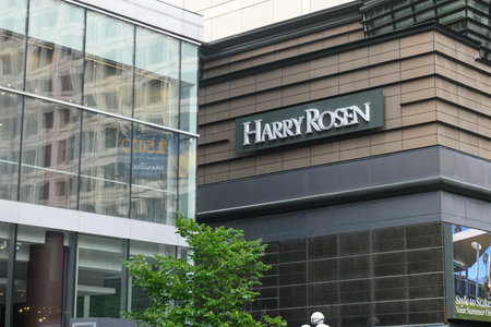 Toronto, ON, Canada - August 1, 2024: View at the sign of the Harry Rosen store.のeditorial素材