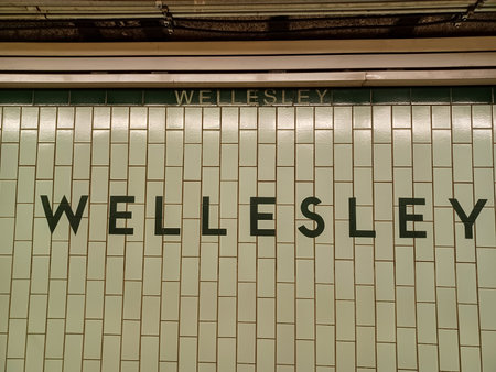 Toronto, ON, Canada - July 27, 2024: View at the Wellesley subway station insideのeditorial素材