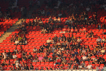 Toronto, ON, Canada - August 4, 2024: Visitors on stands during the Leagues Cup match between Toronto FC (Canada) v C.F. Pachuca (Mexico) at BMO Field (Toronto won 2-1)のeditorial素材